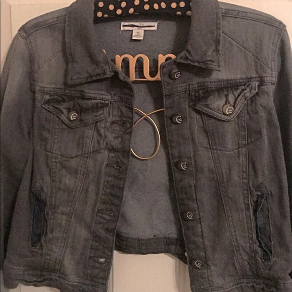 Jackets & Blazers - Cropped grey jean jacket.
